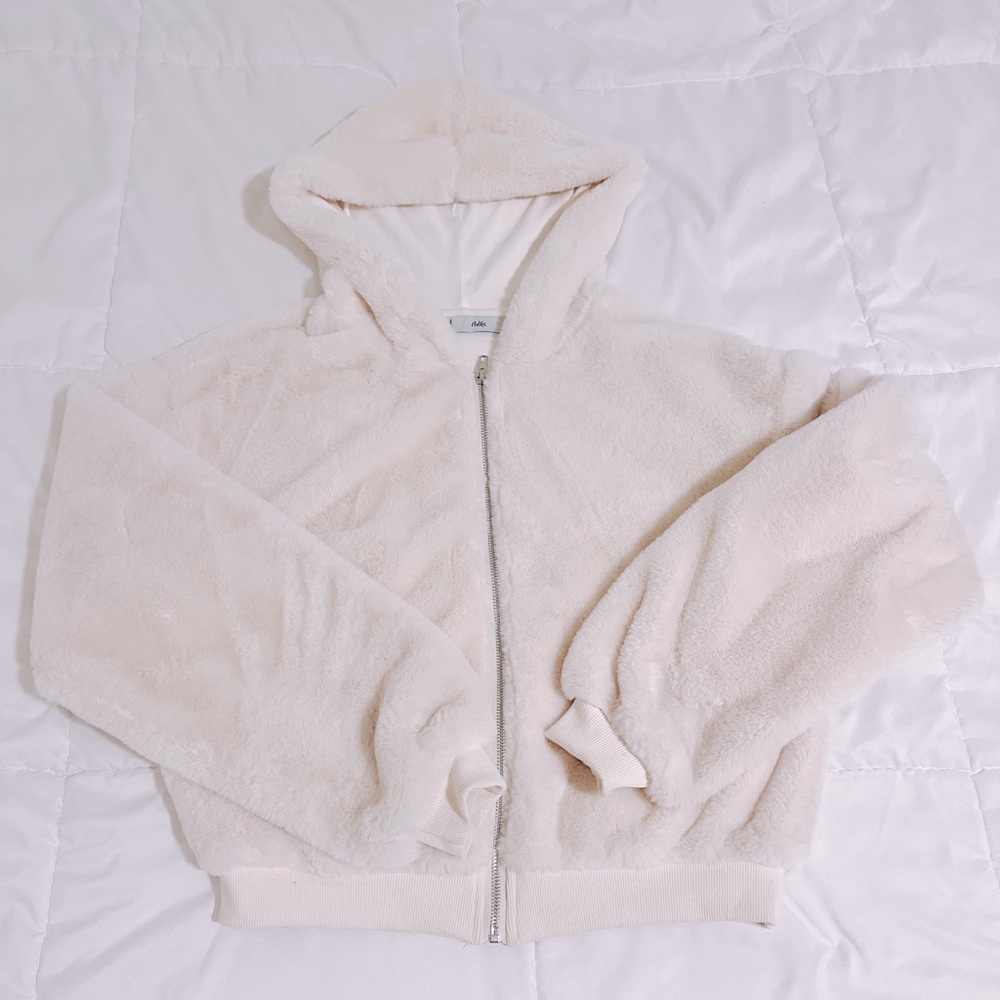 White Furry Cropped Jacket